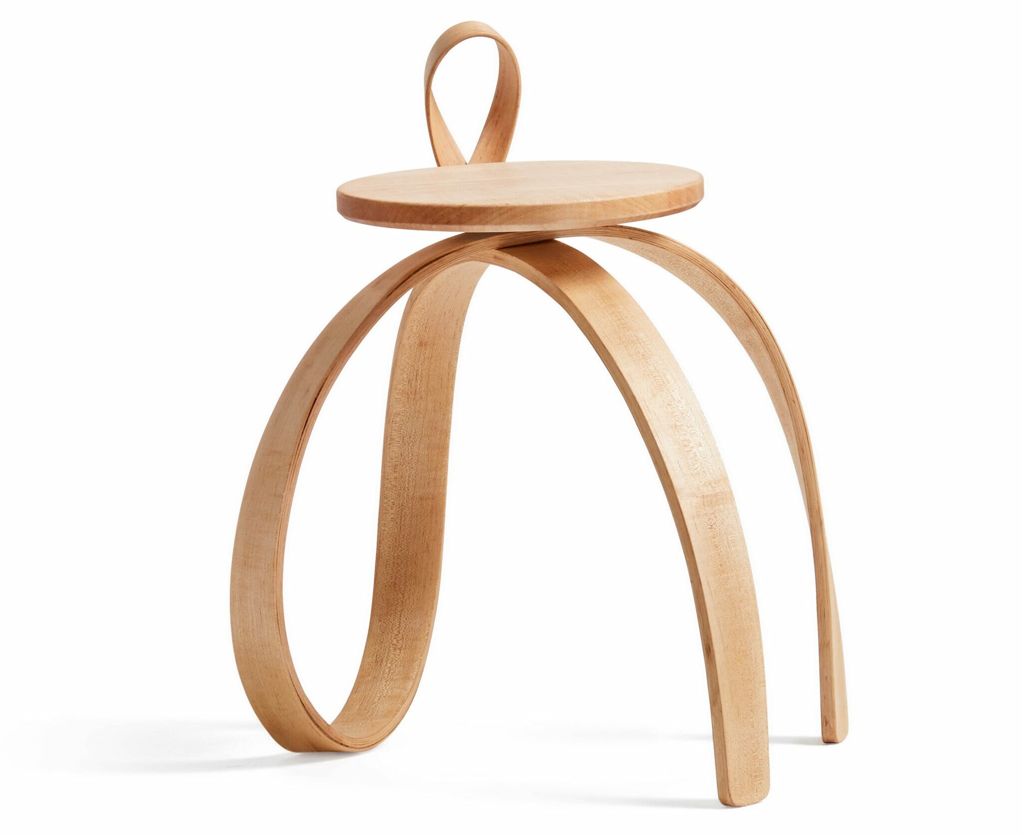 Wooden stool with twisty bending legs